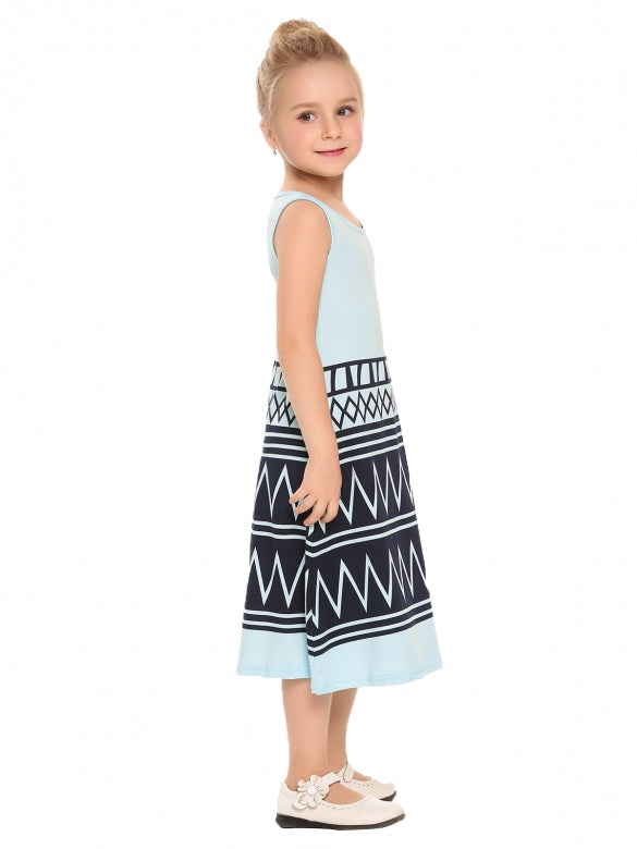 Cheap Kids Girl O-Neck Sleeveless Geometry Print Dress Online ...