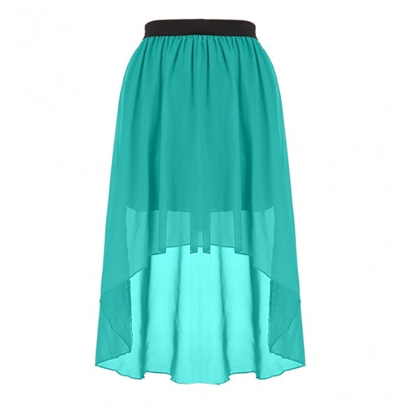 New Sexy Asymmetrical Hem Chiffon Skirt Ladies Long Maxi Skirt Elastic ...