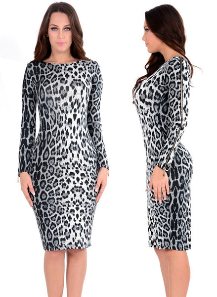 Women's Women Celeb Style Leopard Animal Print Club Party Fitted ...