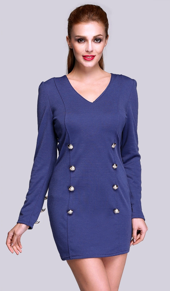 New Stylish Women's Fashion Casual PartyÂ V-Neck Long Sleeve Double ...