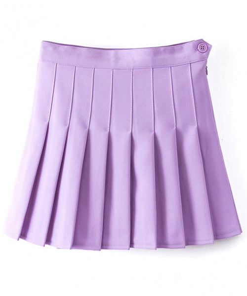 Sexy Women High Waist A-Line Pleated Skirt Tennis Solid Mini Skirt ...