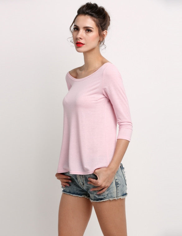 Stylish Ladies Women Fashion Sexy Back Bowknot Split Hollow Out T-shirt ...