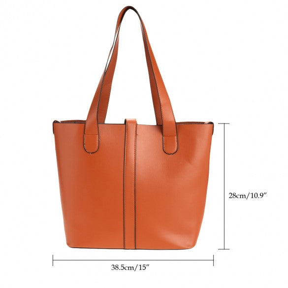 Fashion Women Ladies Synthetic Leather Hasp Closure 2pcs Casual Tote ...