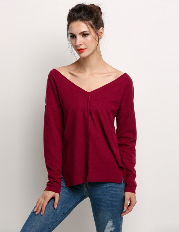 Stylish Women Long Sleeve V Neck Loose Outwear Top – Sheinchic.com