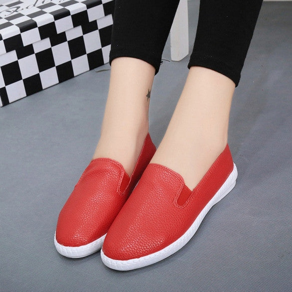 Korean Fashion Women Casual Flat Shoes Solid Loafers Slip On Flats ...