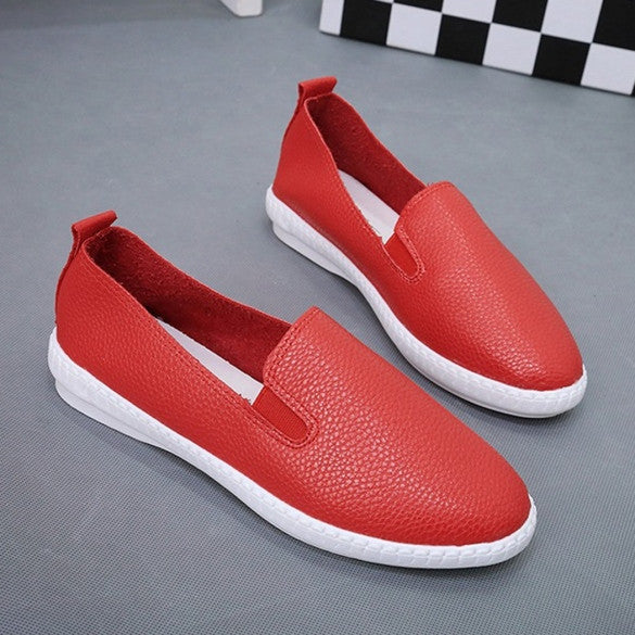 Korean Fashion Women Casual Flat Shoes Solid Loafers Slip On Flats ...