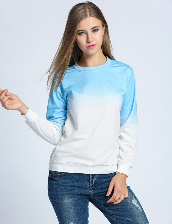 Fashion Women Casual O-Neck Long Sleeve Pullover Gradient Hoodie ...