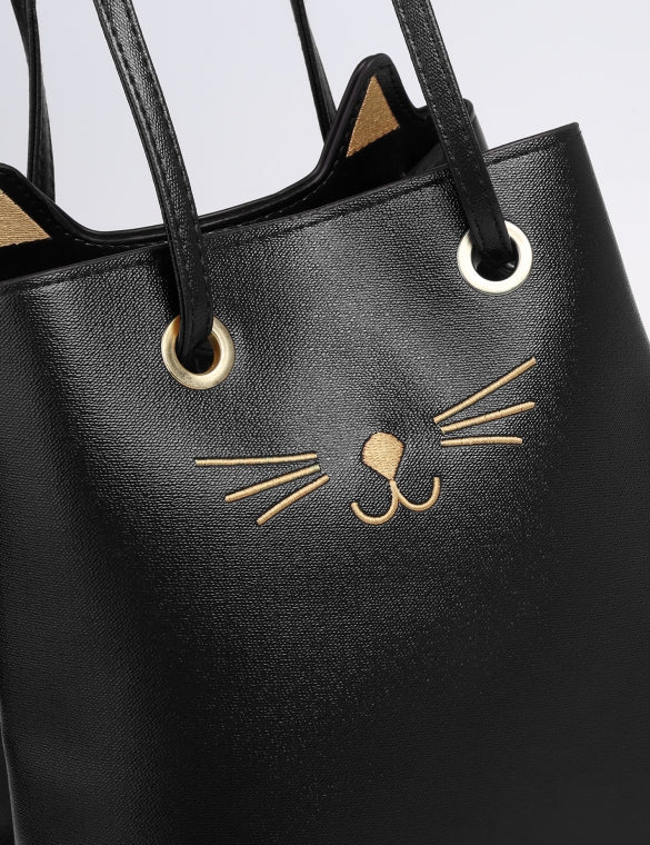 Cheap Cat Print PU Bucket Shoulder Bag Online – Sheinchic.com