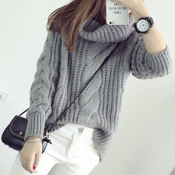 Cheap Grey Plain Turndown Collar Casual Polyester Pullover Sweater ...