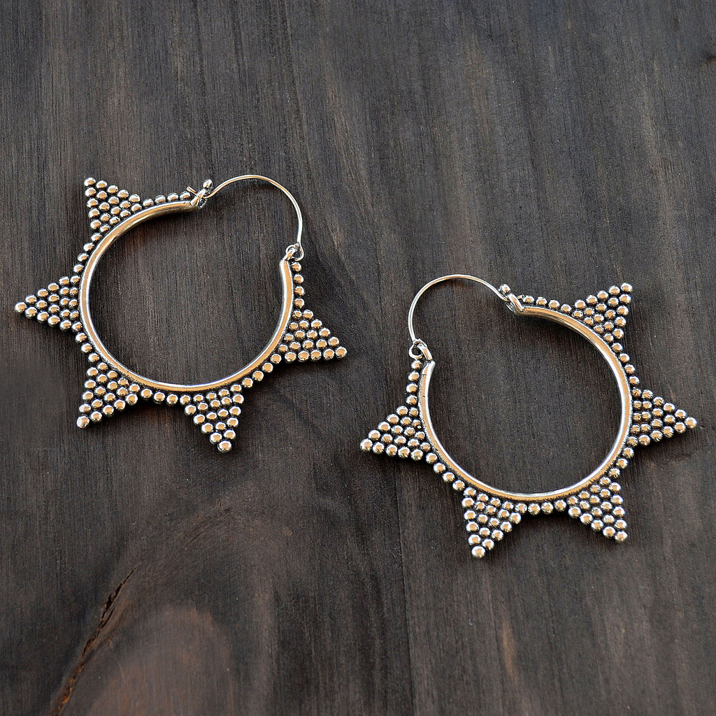 Large silver circle earrings