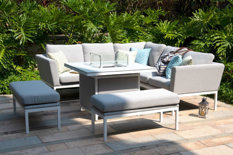 Fuzion Sofa Cube Set With Fire Pit Taupe Garden Furniture Uk