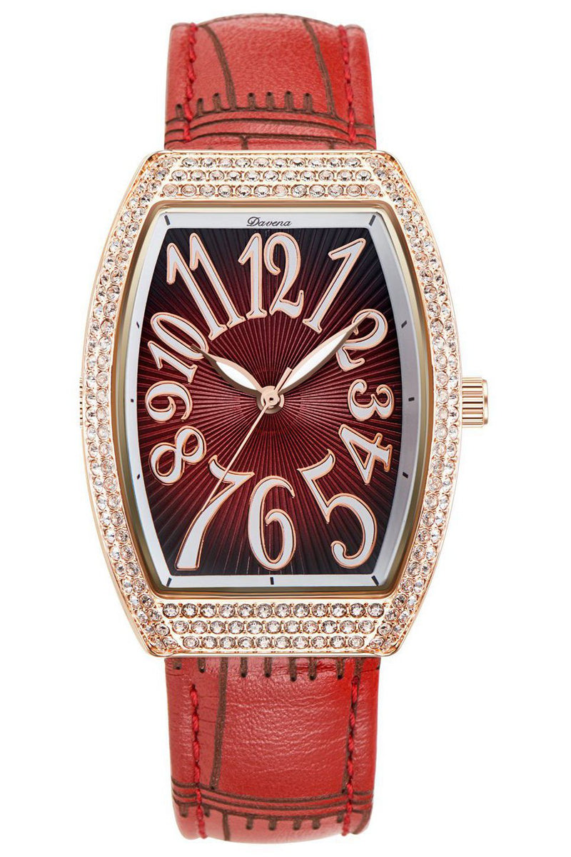 Davena Luxury women's rectangular watches encrusted Austrian crystals ...