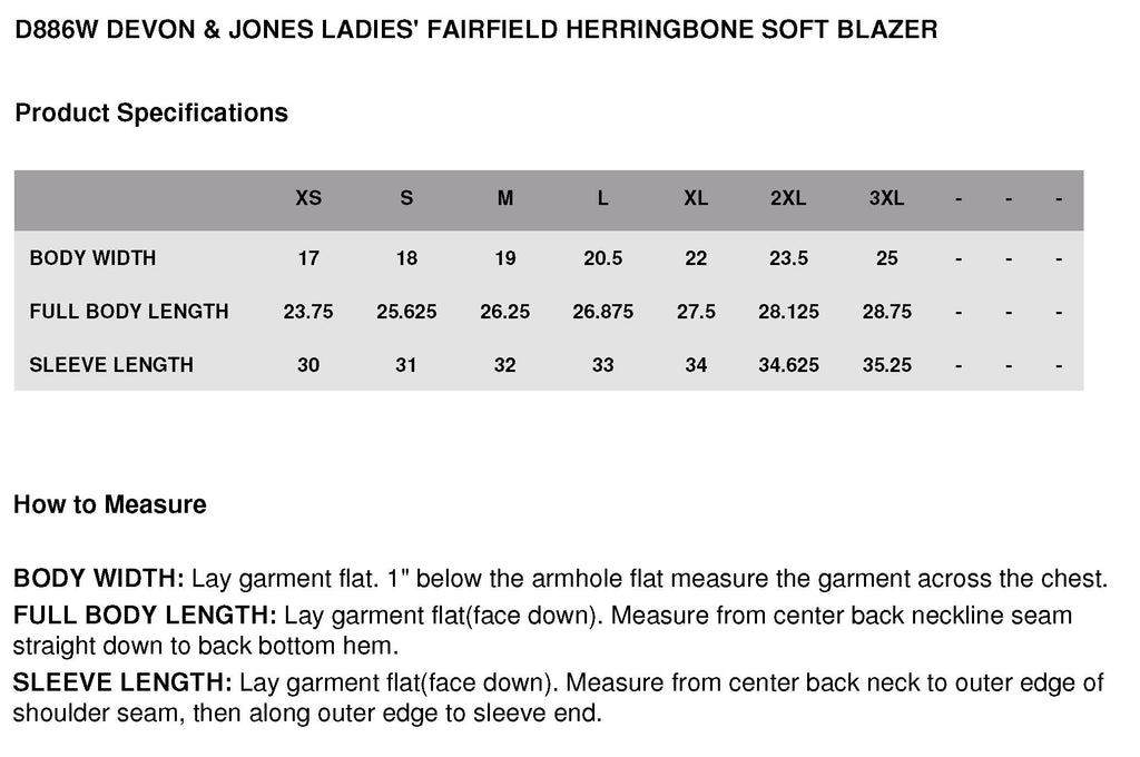 Devon And Jones Size Chart