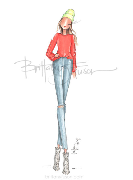 Brittany Fuson, fashion illustration, trends, living coral