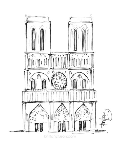 Brittany Fuson, illustration, Notre Dame, Paris, France 