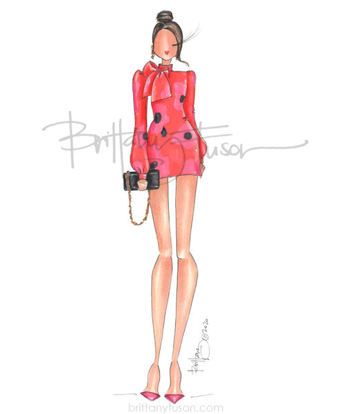 Brittany Fuson, fashion illustration, spring trends, cocktail dress