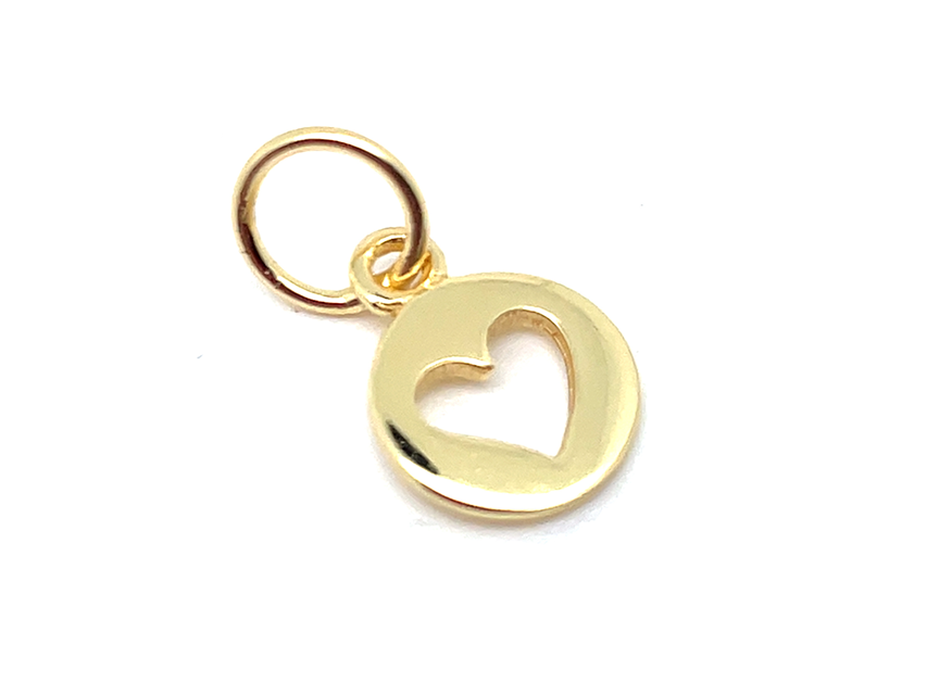 10pc hammered heart charm, necklace charms gold, heart charms for