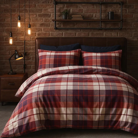 Lomond Check Flannelette Duvet Cover Set by Rapport Home