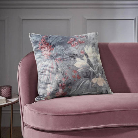 Anthea Floral Velour Cushion Pink
