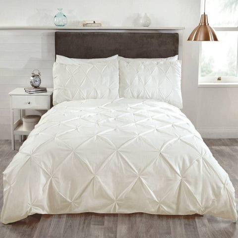 Balmoral Diamond Pin-Tuck Cream Duvet Cover Set