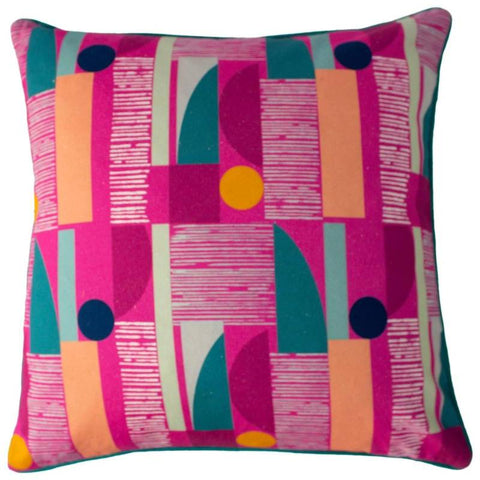 Barcelona Geometric Art Deco Fuchsia Cushion Covers