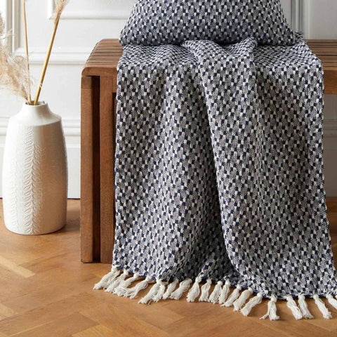 Bexley 100% Recycled Cotton Throw Navy 