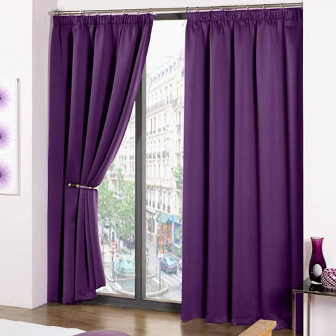 Cali Plain Thermal Blackout Tape Top Curtains Amethyst