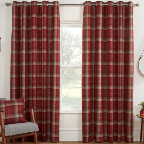 Carnoustie Thermal Blackout Lined Eyelet Curtains Red