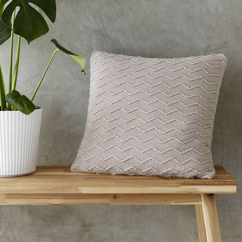 Chevron Knit Textured Silver Filled Cushion 17'' x 17''