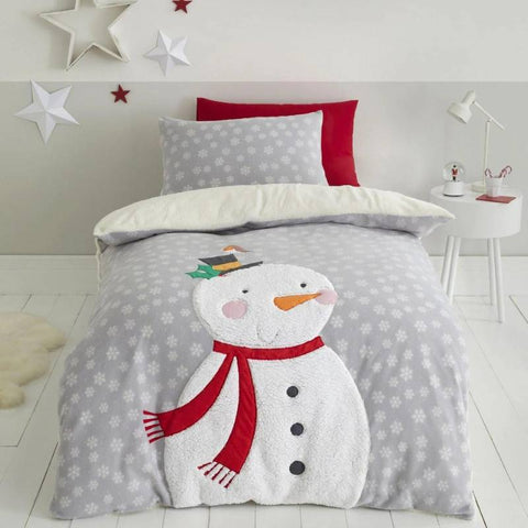 Cosy Snowman Sherpa Fleece Christmas Duvet Cover Set