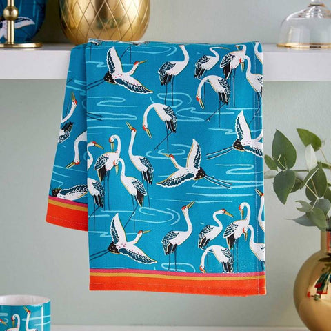 Cranes Luxury Cotton Printed Tea Towel 