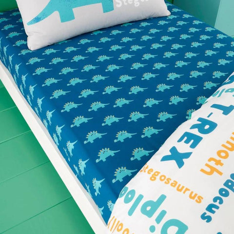 D is for Dino 100% Cotton Twin Pack Fitted Sheets