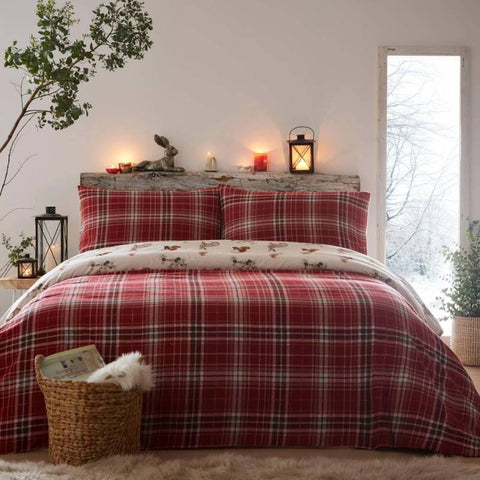 Derwent Check 100% Brushed Cotton Natural Duvet Cover Set