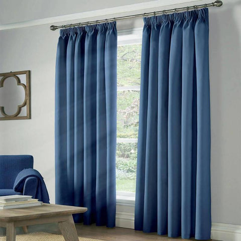 Essential 95% Blackout Tape Top Curtains Blue