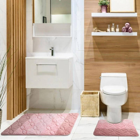 Halo Non-Slip Bath & Pedestal Mat Set Pink