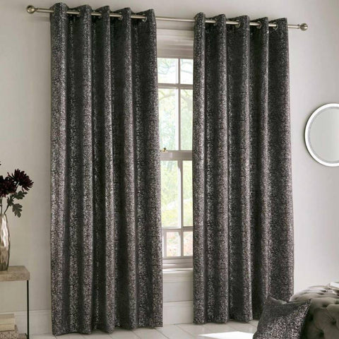 Halo Sparkle Thermal Block Out Eyelet Curtains Charcoal