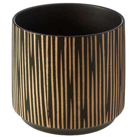 Handcrafted Cream and Black Ceramic Planter