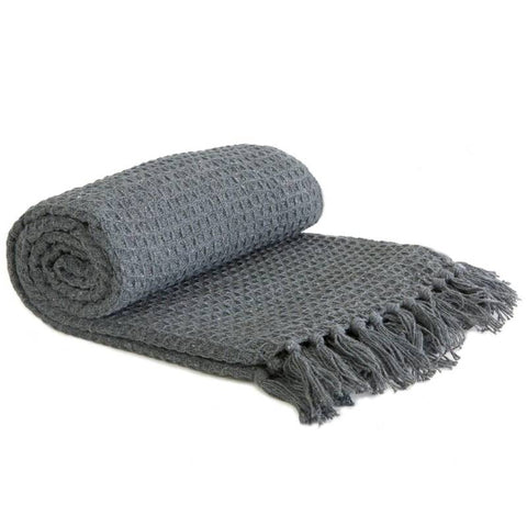 Honeycomb Waffle Recycled Cotton Throw Charcoal 