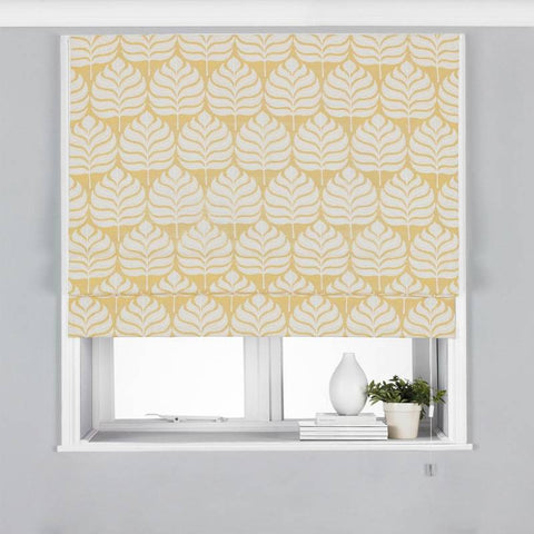 Horto Jacquard Leaf Blackout Roman Blind Ochre