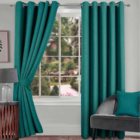 Hugo Blackout Emerald Eyelet Curtains