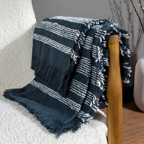 Jour Woven Fringed Throw Dusk