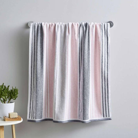 Kelso Stripe 100% Cotton Towel Blush Pink