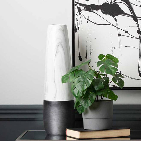 Large Gaia Black & Marble Vase
