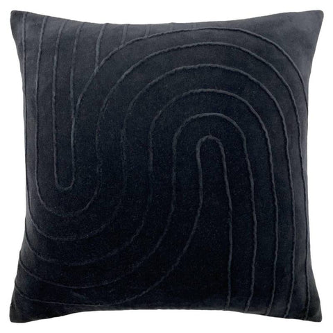 Mangata Pleated Velvet Black Feather Filled Cushion