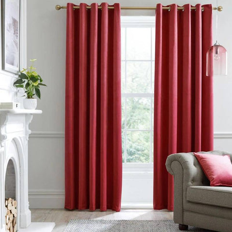 Montrose Blackout Velvet Eyelet Curtains Claret