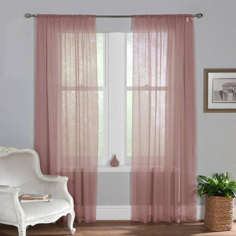 Plain Dyed Blush Pink Voile Slot Top Curtain Pairs Set of 2