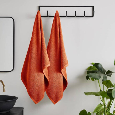 Quick Dry 100% Cotton Bath Sheet Pair - Orange