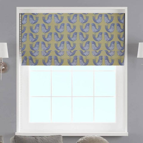 Scandi Birds Mustard Made To Measure Roman Blind