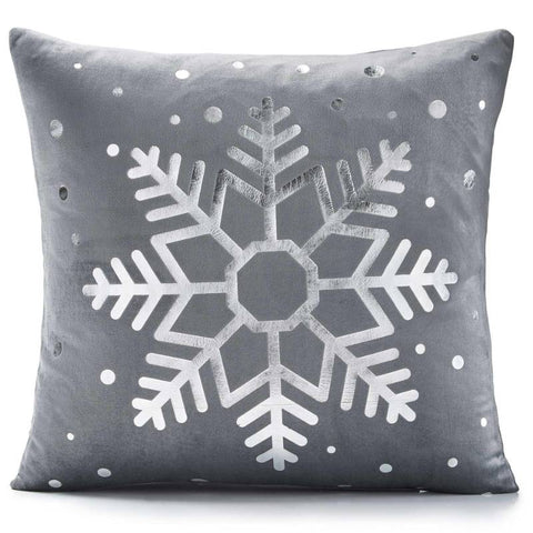 Snowflake Velvet Grey Christmas Cushion Cover