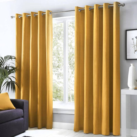 Sorbonne Lined Eyelet Curtains - Ochre
